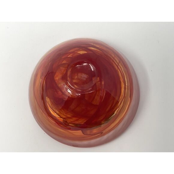 Kosta Boda Atoll Art Glass Votive Tea Light Candle Holder Red Swirl Sweden - Picture 6 of 6
